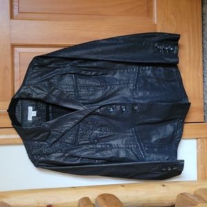 COLDWATER CREEK SHAPED BLACK METALLIC EMBROIDERED JACKET BLAZER SZ 12 LARGE EXC!